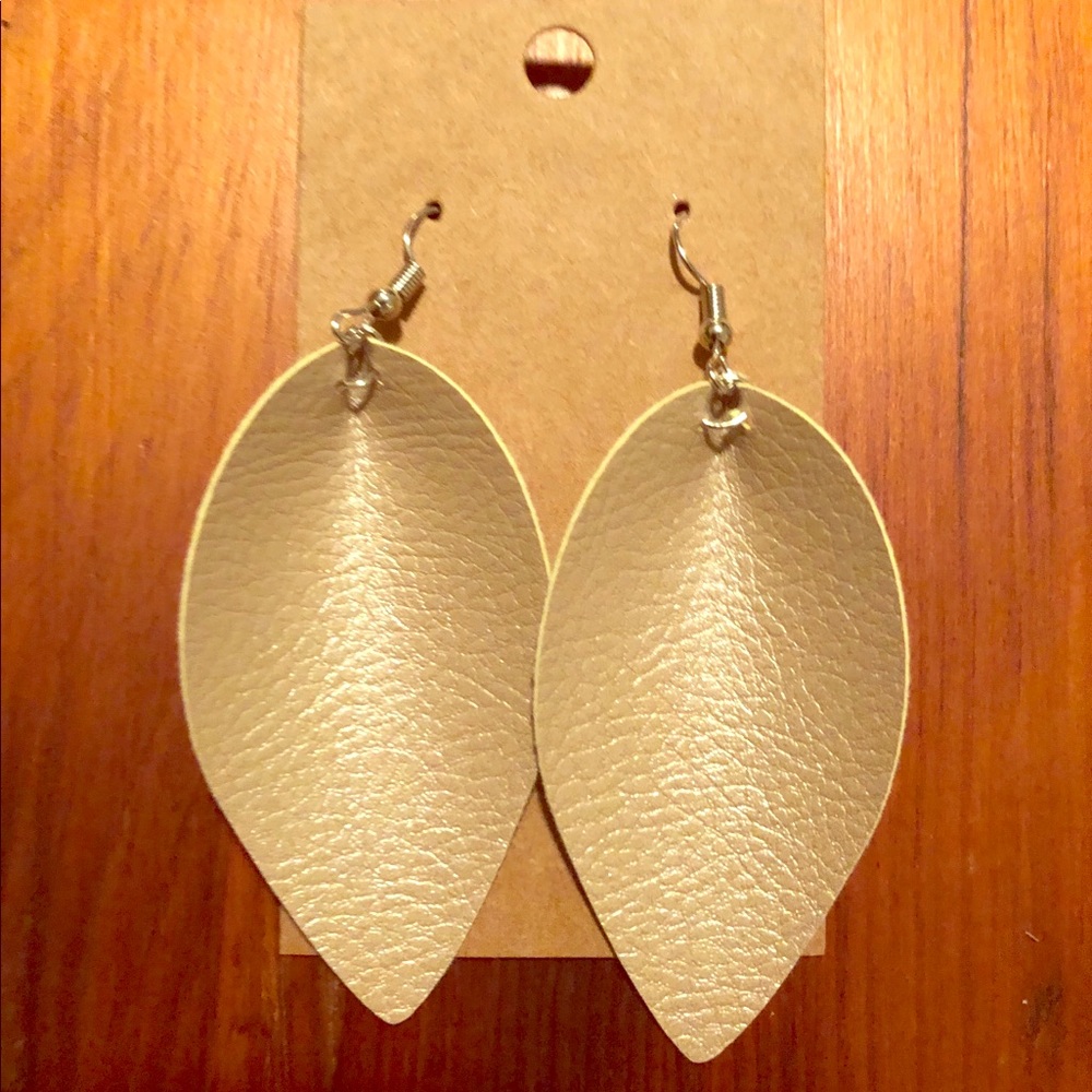 Handmade cream leather earrings